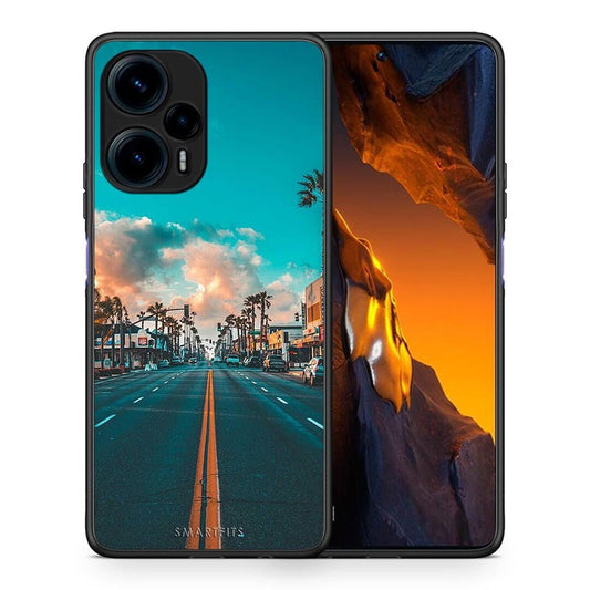 Θήκη Xiaomi Poco F5 5G Landscape City από τη Smartfits με σχέδιο στο πίσω μέρος και μαύρο περίβλημα | Xiaomi Poco F5 5G Landscape City Case with Colorful Back and Black Bezels