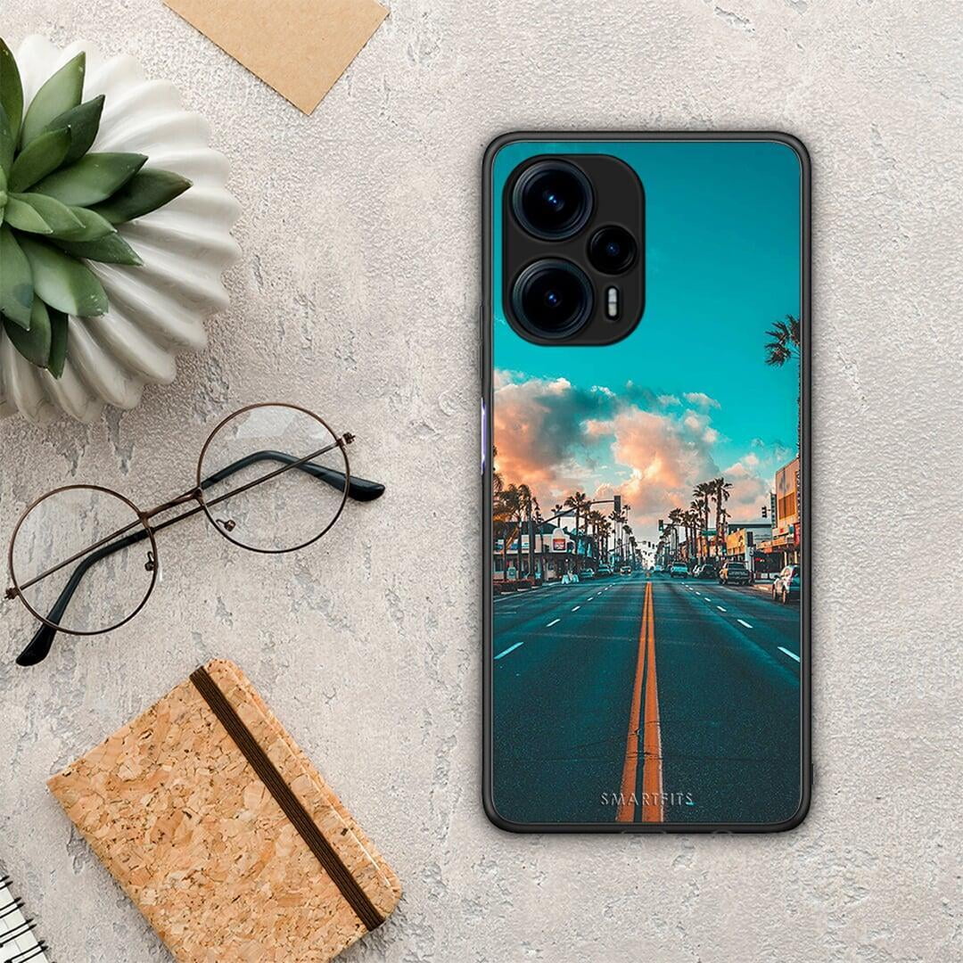 Θήκη Xiaomi Poco F5 5G Landscape City από τη Smartfits με σχέδιο στο πίσω μέρος και μαύρο περίβλημα | Xiaomi Poco F5 5G Landscape City Case with Colorful Back and Black Bezels