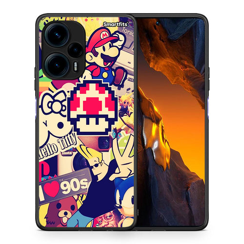 Θήκη Xiaomi Poco F5 5G Love The 90s από τη Smartfits με σχέδιο στο πίσω μέρος και μαύρο περίβλημα | Xiaomi Poco F5 5G Love The 90s Case with Colorful Back and Black Bezels
