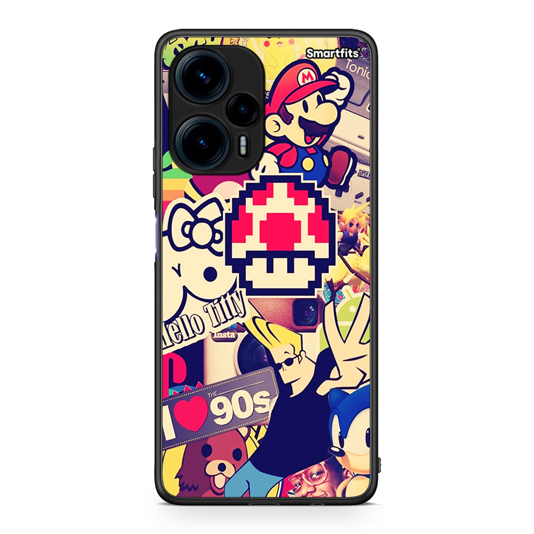 Θήκη Xiaomi Poco F5 5G Love The 90s από τη Smartfits με σχέδιο στο πίσω μέρος και μαύρο περίβλημα | Xiaomi Poco F5 5G Love The 90s Case with Colorful Back and Black Bezels
