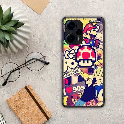 Θήκη Xiaomi Poco F5 5G Love The 90s από τη Smartfits με σχέδιο στο πίσω μέρος και μαύρο περίβλημα | Xiaomi Poco F5 5G Love The 90s Case with Colorful Back and Black Bezels