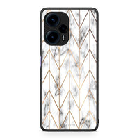 Thumbnail for Θήκη Xiaomi Poco F5 5G Marble Gold Geometric από τη Smartfits με σχέδιο στο πίσω μέρος και μαύρο περίβλημα | Xiaomi Poco F5 5G Marble Gold Geometric Case with Colorful Back and Black Bezels