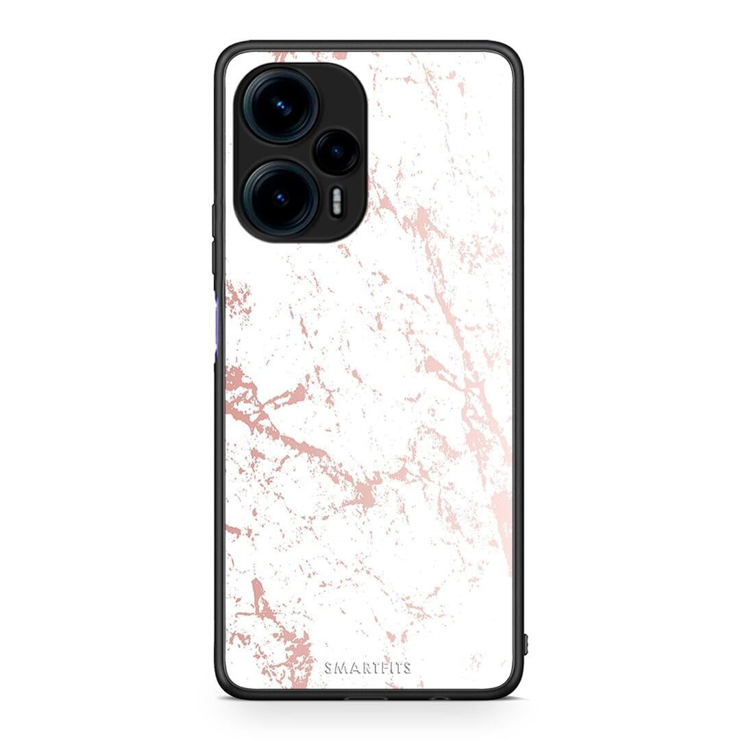 Θήκη Xiaomi Poco F5 5G Marble Pink Splash από τη Smartfits με σχέδιο στο πίσω μέρος και μαύρο περίβλημα | Xiaomi Poco F5 5G Marble Pink Splash Case with Colorful Back and Black Bezels