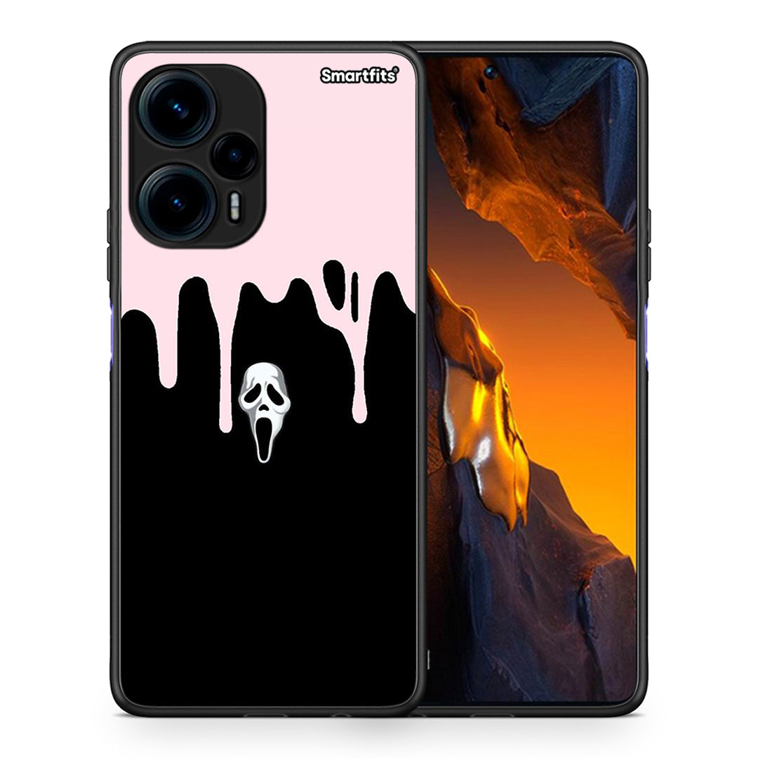 Θήκη Xiaomi Poco F5 5G Melting Halloween Mask από τη Smartfits με σχέδιο στο πίσω μέρος και μαύρο περίβλημα | Xiaomi Poco F5 5G Melting Halloween Mask Case with Colorful Back and Black Bezels