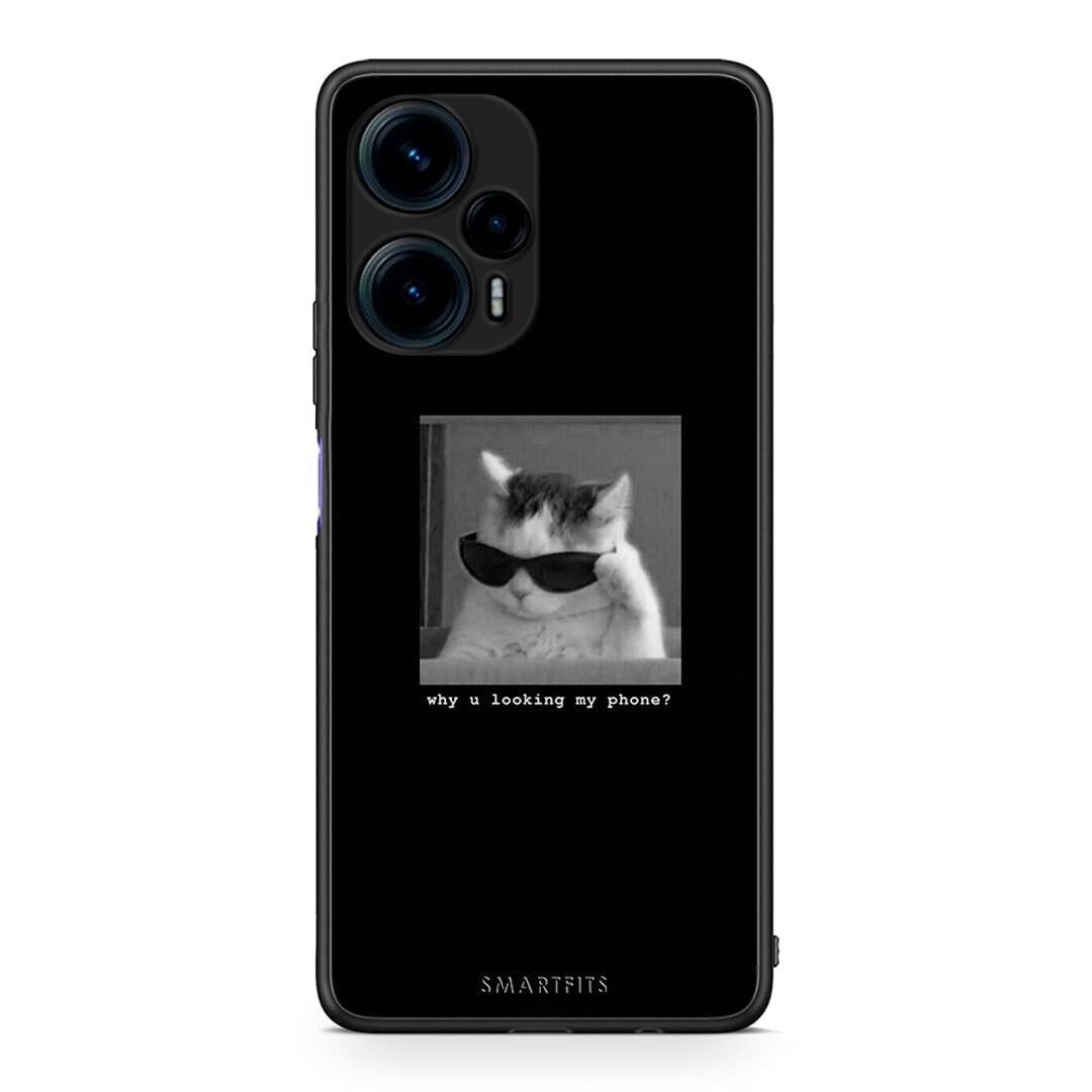 Θήκη Xiaomi Poco F5 5G Meme Cat από τη Smartfits με σχέδιο στο πίσω μέρος και μαύρο περίβλημα | Xiaomi Poco F5 5G Meme Cat Case with Colorful Back and Black Bezels