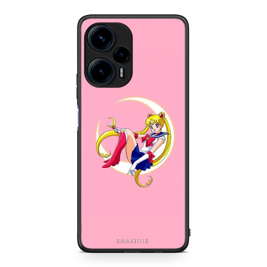 Θήκη Xiaomi Poco F5 5G Moon Girl από τη Smartfits με σχέδιο στο πίσω μέρος και μαύρο περίβλημα | Xiaomi Poco F5 5G Moon Girl Case with Colorful Back and Black Bezels