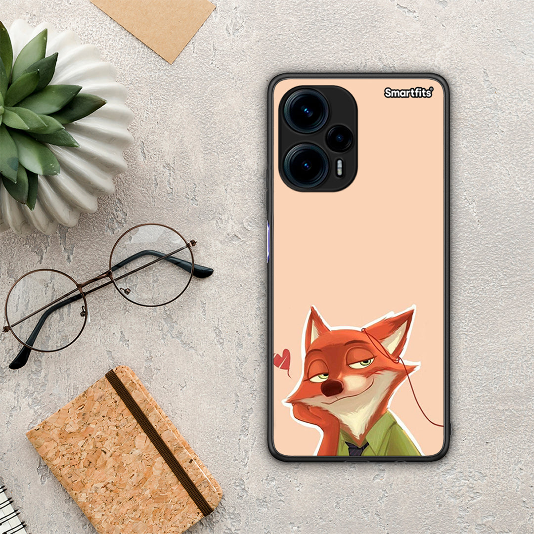 Θήκη Xiaomi Poco F5 5G Nick Wilde And Judy Hopps Love 1 από τη Smartfits με σχέδιο στο πίσω μέρος και μαύρο περίβλημα | Xiaomi Poco F5 5G Nick Wilde And Judy Hopps Love 1 Case with Colorful Back and Black Bezels
