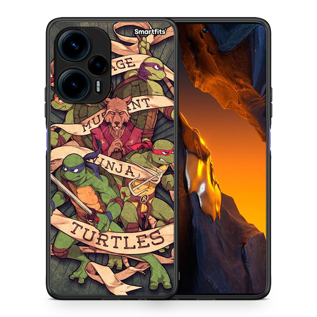 Θήκη Xiaomi Poco F5 5G Ninja Turtles από τη Smartfits με σχέδιο στο πίσω μέρος και μαύρο περίβλημα | Xiaomi Poco F5 5G Ninja Turtles Case with Colorful Back and Black Bezels