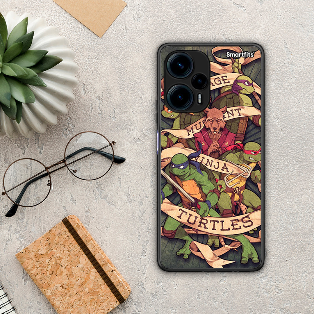 Θήκη Xiaomi Poco F5 5G Ninja Turtles από τη Smartfits με σχέδιο στο πίσω μέρος και μαύρο περίβλημα | Xiaomi Poco F5 5G Ninja Turtles Case with Colorful Back and Black Bezels