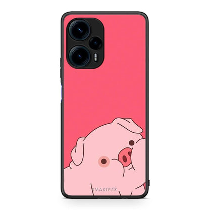 Θήκη Xiaomi Poco F5 5G Pig Love 1 από τη Smartfits με σχέδιο στο πίσω μέρος και μαύρο περίβλημα | Xiaomi Poco F5 5G Pig Love 1 Case with Colorful Back and Black Bezels