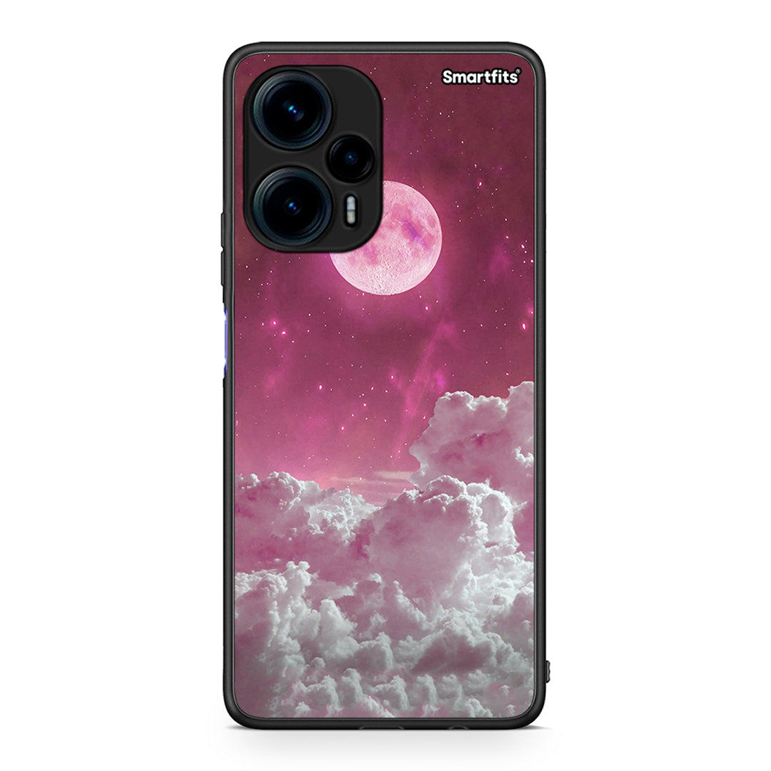 Θήκη Xiaomi Poco F5 5G Pink Moon από τη Smartfits με σχέδιο στο πίσω μέρος και μαύρο περίβλημα | Xiaomi Poco F5 5G Pink Moon Case with Colorful Back and Black Bezels