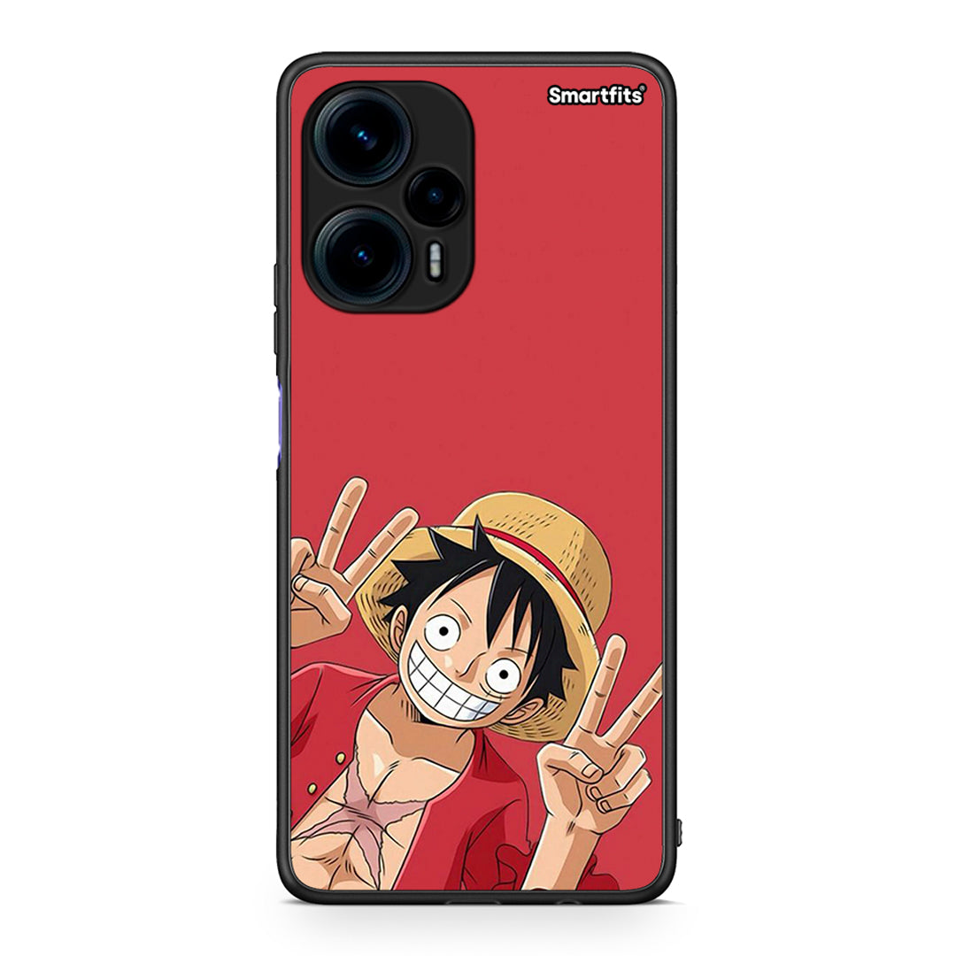 Θήκη Xiaomi Poco F5 5G Pirate Luffy από τη Smartfits με σχέδιο στο πίσω μέρος και μαύρο περίβλημα | Xiaomi Poco F5 5G Pirate Luffy Case with Colorful Back and Black Bezels