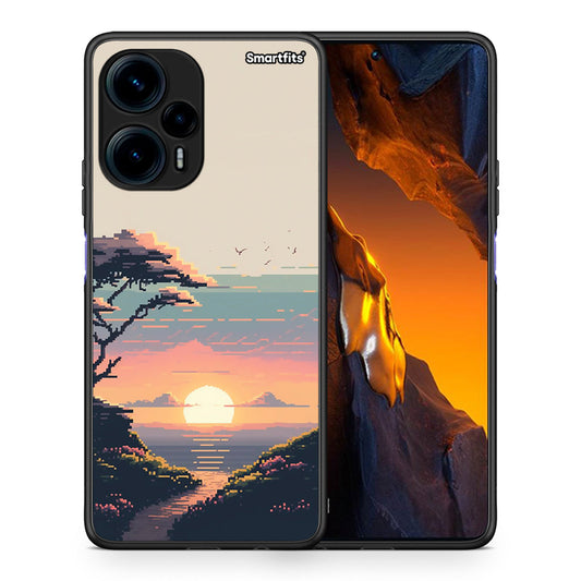 Θήκη Xiaomi Poco F5 5G Pixel Sunset από τη Smartfits με σχέδιο στο πίσω μέρος και μαύρο περίβλημα | Xiaomi Poco F5 5G Pixel Sunset Case with Colorful Back and Black Bezels