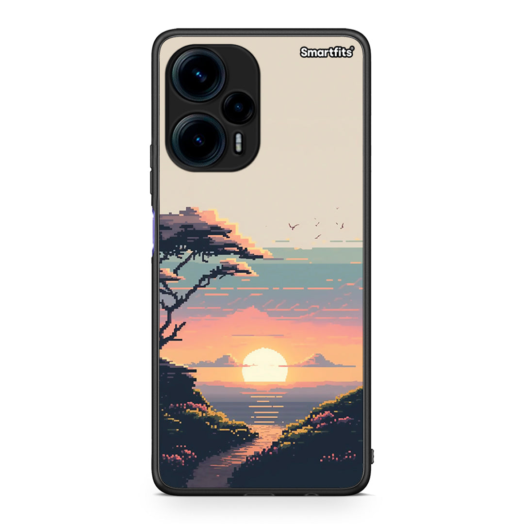Θήκη Xiaomi Poco F5 5G Pixel Sunset από τη Smartfits με σχέδιο στο πίσω μέρος και μαύρο περίβλημα | Xiaomi Poco F5 5G Pixel Sunset Case with Colorful Back and Black Bezels