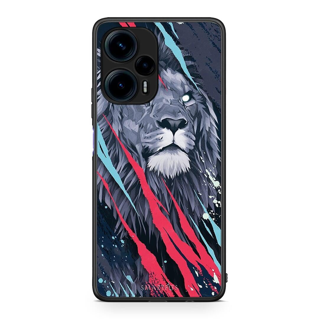 Θήκη Xiaomi Poco F5 5G PopArt Lion Designer από τη Smartfits με σχέδιο στο πίσω μέρος και μαύρο περίβλημα | Xiaomi Poco F5 5G PopArt Lion Designer Case with Colorful Back and Black Bezels