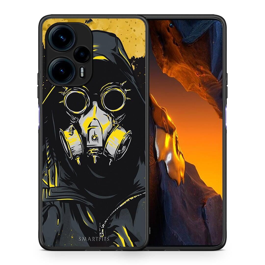 Θήκη Xiaomi Poco F5 5G PopArt Mask από τη Smartfits με σχέδιο στο πίσω μέρος και μαύρο περίβλημα | Xiaomi Poco F5 5G PopArt Mask Case with Colorful Back and Black Bezels