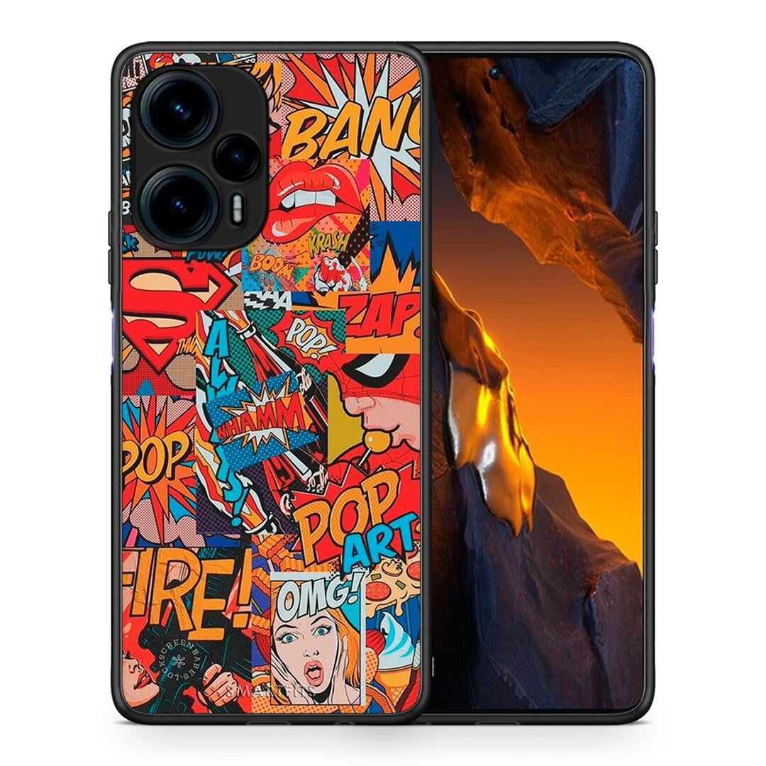 Θήκη Xiaomi Poco F5 5G PopArt OMG από τη Smartfits με σχέδιο στο πίσω μέρος και μαύρο περίβλημα | Xiaomi Poco F5 5G PopArt OMG Case with Colorful Back and Black Bezels