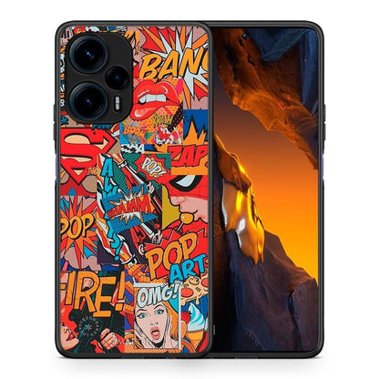 Θήκη Xiaomi Poco F5 5G PopArt OMG από τη Smartfits με σχέδιο στο πίσω μέρος και μαύρο περίβλημα | Xiaomi Poco F5 5G PopArt OMG Case with Colorful Back and Black Bezels