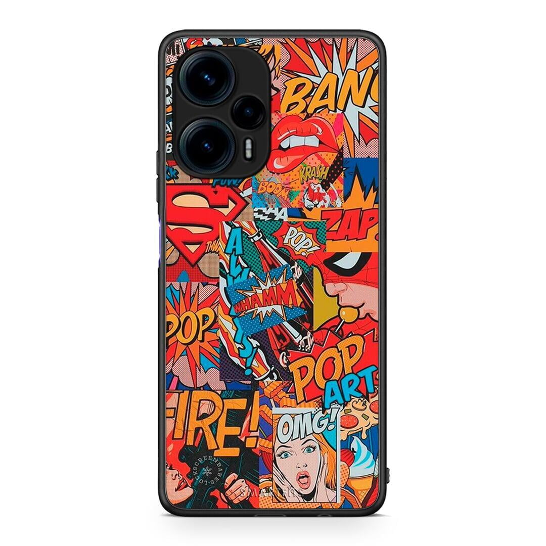 Θήκη Xiaomi Poco F5 5G PopArt OMG από τη Smartfits με σχέδιο στο πίσω μέρος και μαύρο περίβλημα | Xiaomi Poco F5 5G PopArt OMG Case with Colorful Back and Black Bezels