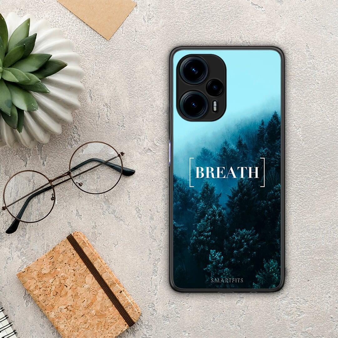 Θήκη Xiaomi Poco F5 5G Quote Breath από τη Smartfits με σχέδιο στο πίσω μέρος και μαύρο περίβλημα | Xiaomi Poco F5 5G Quote Breath Case with Colorful Back and Black Bezels