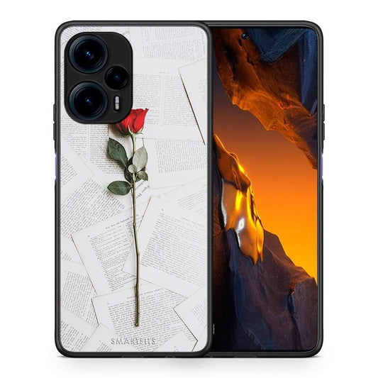 Θήκη Xiaomi Poco F5 5G Red Rose από τη Smartfits με σχέδιο στο πίσω μέρος και μαύρο περίβλημα | Xiaomi Poco F5 5G Red Rose Case with Colorful Back and Black Bezels