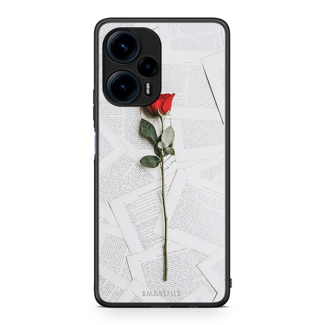 Θήκη Xiaomi Poco F5 5G Red Rose από τη Smartfits με σχέδιο στο πίσω μέρος και μαύρο περίβλημα | Xiaomi Poco F5 5G Red Rose Case with Colorful Back and Black Bezels