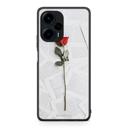 Θήκη Xiaomi Poco F5 5G Red Rose από τη Smartfits με σχέδιο στο πίσω μέρος και μαύρο περίβλημα | Xiaomi Poco F5 5G Red Rose Case with Colorful Back and Black Bezels