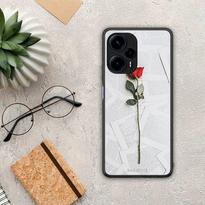 Θήκη Xiaomi Poco F5 5G Red Rose από τη Smartfits με σχέδιο στο πίσω μέρος και μαύρο περίβλημα | Xiaomi Poco F5 5G Red Rose Case with Colorful Back and Black Bezels