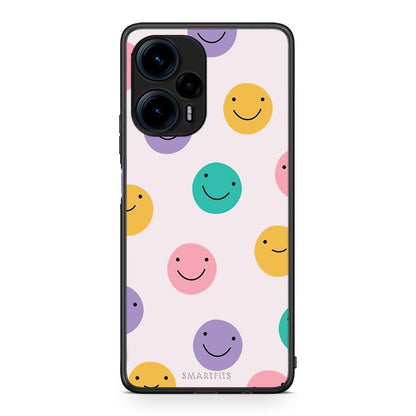 Θήκη Xiaomi Poco F5 5G Smiley Faces από τη Smartfits με σχέδιο στο πίσω μέρος και μαύρο περίβλημα | Xiaomi Poco F5 5G Smiley Faces Case with Colorful Back and Black Bezels