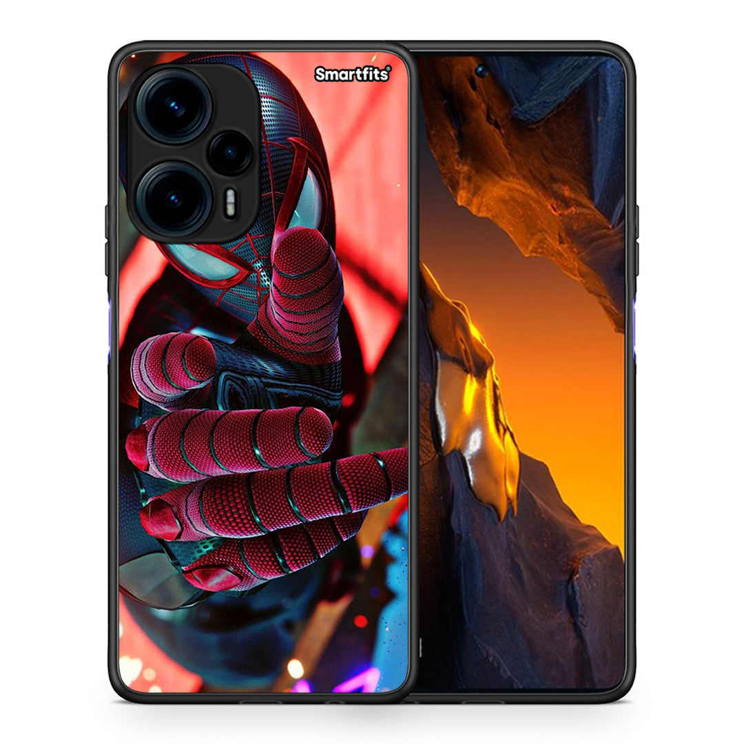 Θήκη Xiaomi Poco F5 5G Spider Hand από τη Smartfits με σχέδιο στο πίσω μέρος και μαύρο περίβλημα | Xiaomi Poco F5 5G Spider Hand Case with Colorful Back and Black Bezels