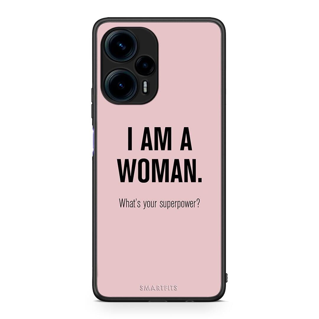 Θήκη Xiaomi Poco F5 5G Superpower Woman από τη Smartfits με σχέδιο στο πίσω μέρος και μαύρο περίβλημα | Xiaomi Poco F5 5G Superpower Woman Case with Colorful Back and Black Bezels