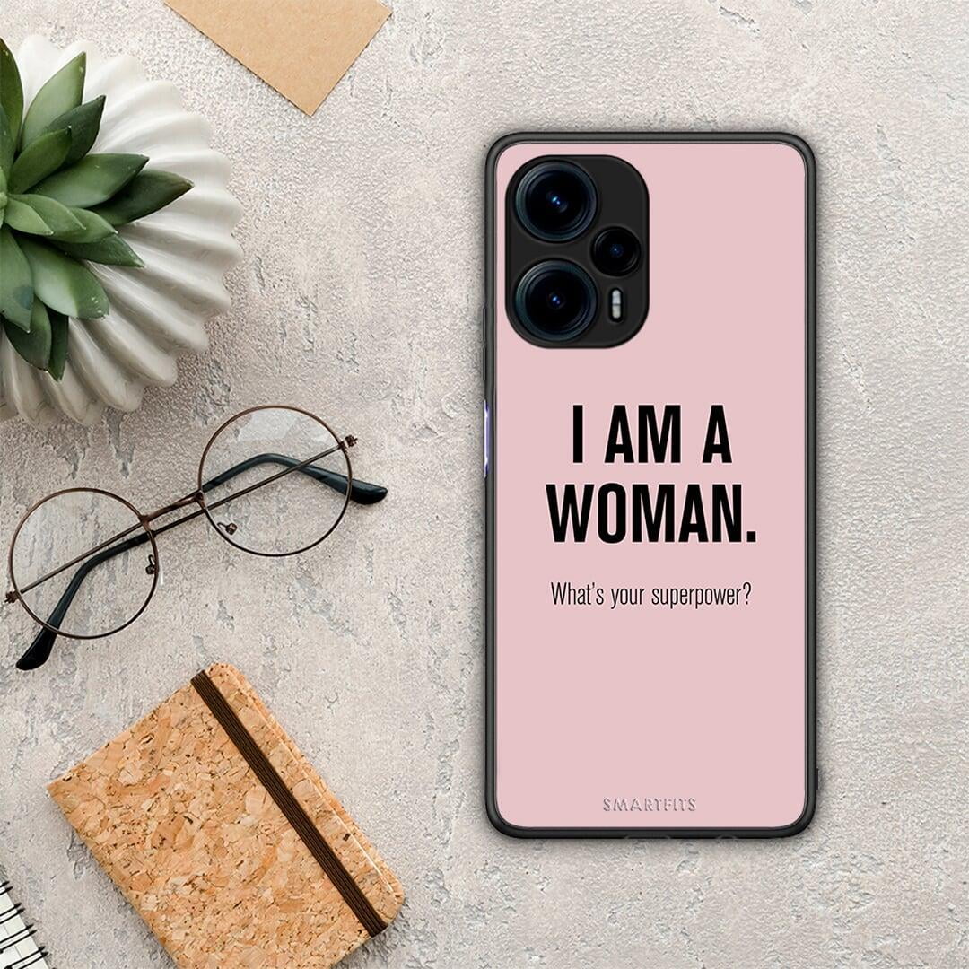 Θήκη Xiaomi Poco F5 5G Superpower Woman από τη Smartfits με σχέδιο στο πίσω μέρος και μαύρο περίβλημα | Xiaomi Poco F5 5G Superpower Woman Case with Colorful Back and Black Bezels