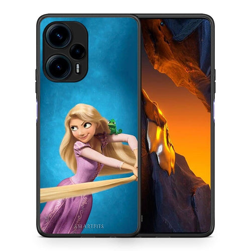 Θήκη Xiaomi Poco F5 5G Tangled 2 από τη Smartfits με σχέδιο στο πίσω μέρος και μαύρο περίβλημα | Xiaomi Poco F5 5G Tangled 2 Case with Colorful Back and Black Bezels