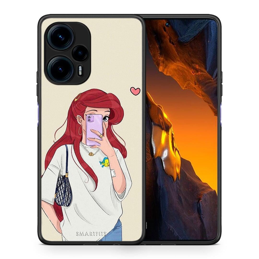 Θήκη Xiaomi Poco F5 5G Walking Mermaid από τη Smartfits με σχέδιο στο πίσω μέρος και μαύρο περίβλημα | Xiaomi Poco F5 5G Walking Mermaid Case with Colorful Back and Black Bezels