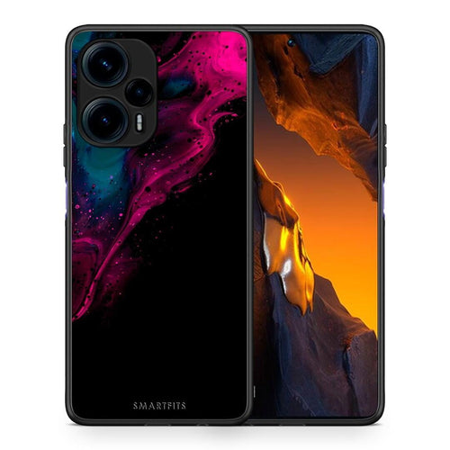 Θήκη Xiaomi Poco F5 5G Watercolor Pink Black από τη Smartfits με σχέδιο στο πίσω μέρος και μαύρο περίβλημα | Xiaomi Poco F5 5G Watercolor Pink Black Case with Colorful Back and Black Bezels
