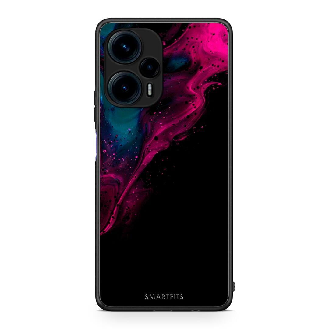 Θήκη Xiaomi Poco F5 5G Watercolor Pink Black από τη Smartfits με σχέδιο στο πίσω μέρος και μαύρο περίβλημα | Xiaomi Poco F5 5G Watercolor Pink Black Case with Colorful Back and Black Bezels