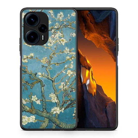 Θήκη Xiaomi Poco F5 5G White Blossoms από τη Smartfits με σχέδιο στο πίσω μέρος και μαύρο περίβλημα | Xiaomi Poco F5 5G White Blossoms Case with Colorful Back and Black Bezels