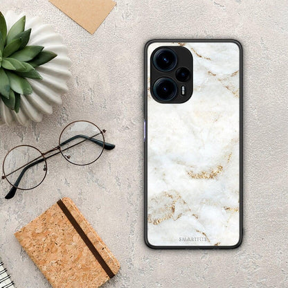 Θήκη Xiaomi Poco F5 5G White Gold Marble από τη Smartfits με σχέδιο στο πίσω μέρος και μαύρο περίβλημα | Xiaomi Poco F5 5G White Gold Marble Case with Colorful Back and Black Bezels