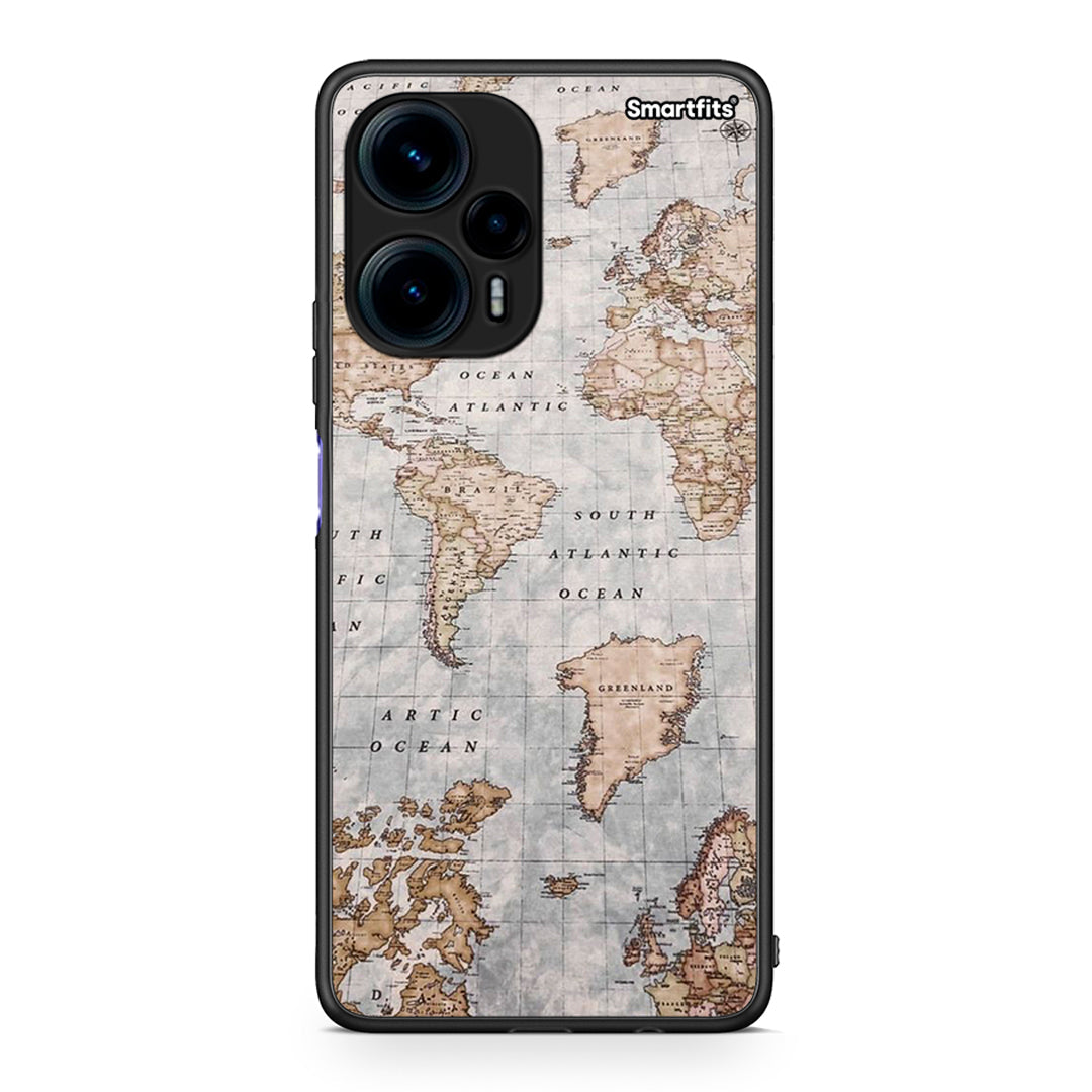 Θήκη Xiaomi Poco F5 5G World Map από τη Smartfits με σχέδιο στο πίσω μέρος και μαύρο περίβλημα | Xiaomi Poco F5 5G World Map Case with Colorful Back and Black Bezels