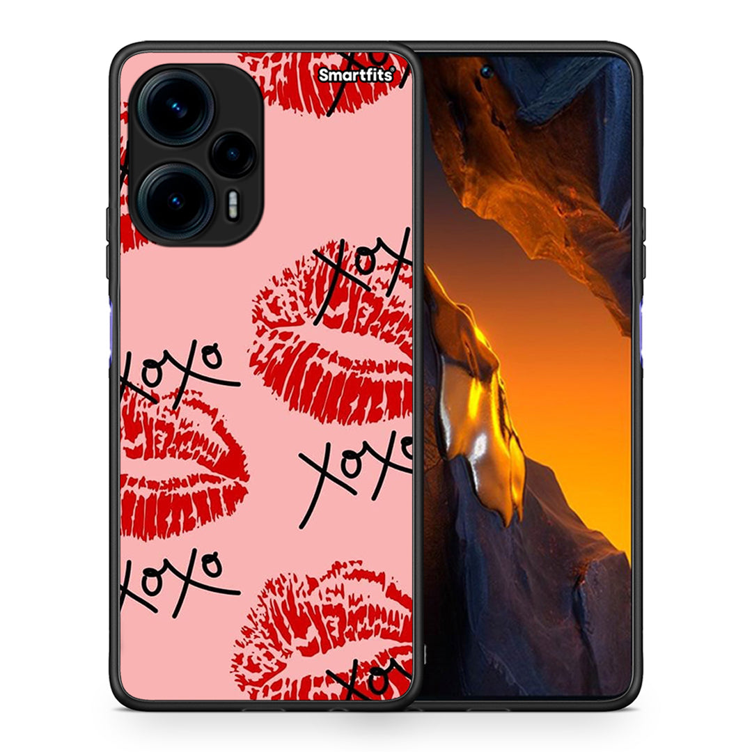 Θήκη Xiaomi Poco F5 5G XOXO Lips από τη Smartfits με σχέδιο στο πίσω μέρος και μαύρο περίβλημα | Xiaomi Poco F5 5G XOXO Lips Case with Colorful Back and Black Bezels