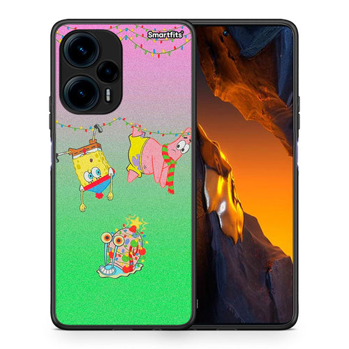 Θήκη Xiaomi Poco F5 5G Xmas Lights από τη Smartfits με σχέδιο στο πίσω μέρος και μαύρο περίβλημα | Xiaomi Poco F5 5G Xmas Lights Case with Colorful Back and Black Bezels