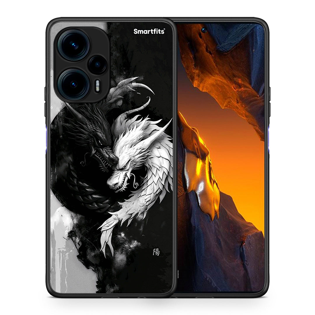 Θήκη Xiaomi Poco F5 5G Yin Yang από τη Smartfits με σχέδιο στο πίσω μέρος και μαύρο περίβλημα | Xiaomi Poco F5 5G Yin Yang Case with Colorful Back and Black Bezels