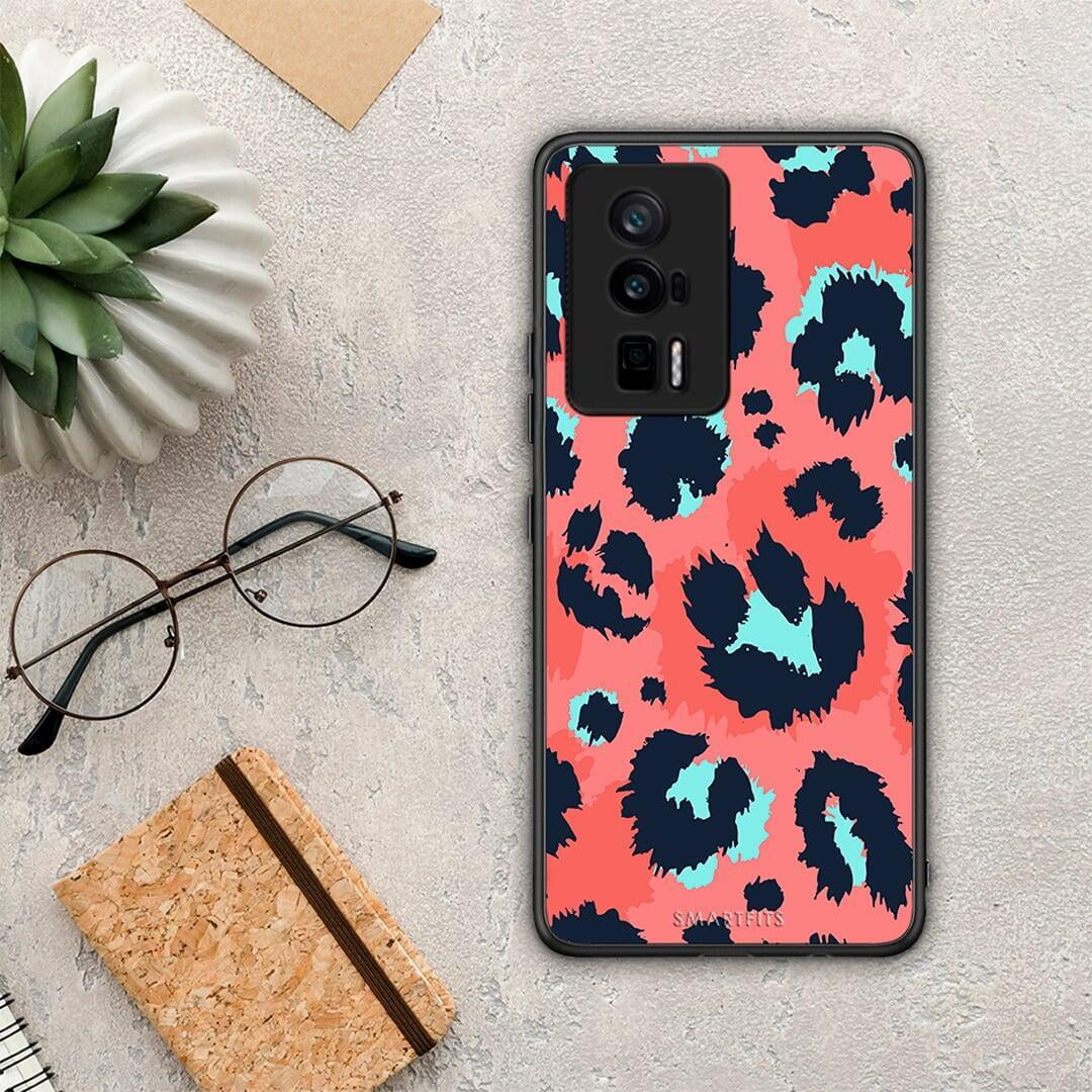 Θήκη Xiaomi Poco F5 Pro / Redmi K60 Pro Animal Pink Leopard από τη Smartfits με σχέδιο στο πίσω μέρος και μαύρο περίβλημα | Xiaomi Poco F5 Pro / Redmi K60 Pro Animal Pink Leopard Case with Colorful Back and Black Bezels