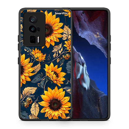 Θήκη Xiaomi Poco F5 Pro / Redmi K60 Pro Autumn Sunflowers από τη Smartfits με σχέδιο στο πίσω μέρος και μαύρο περίβλημα | Xiaomi Poco F5 Pro / Redmi K60 Pro Autumn Sunflowers Case with Colorful Back and Black Bezels