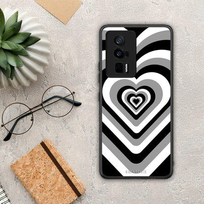 Θήκη Xiaomi Poco F5 Pro / Redmi K60 Pro Black Hearts από τη Smartfits με σχέδιο στο πίσω μέρος και μαύρο περίβλημα | Xiaomi Poco F5 Pro / Redmi K60 Pro Black Hearts Case with Colorful Back and Black Bezels