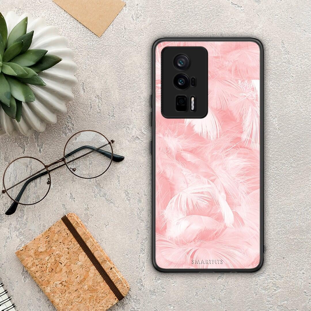 Θήκη Xiaomi Poco F5 Pro / Redmi K60 Pro Boho Pink Feather από τη Smartfits με σχέδιο στο πίσω μέρος και μαύρο περίβλημα | Xiaomi Poco F5 Pro / Redmi K60 Pro Boho Pink Feather Case with Colorful Back and Black Bezels