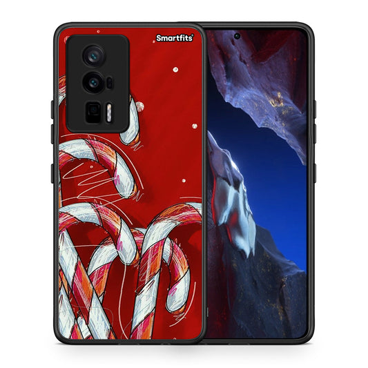 Θήκη Xiaomi Poco F5 Pro / Redmi K60 Pro Candy Cane από τη Smartfits με σχέδιο στο πίσω μέρος και μαύρο περίβλημα | Xiaomi Poco F5 Pro / Redmi K60 Pro Candy Cane Case with Colorful Back and Black Bezels