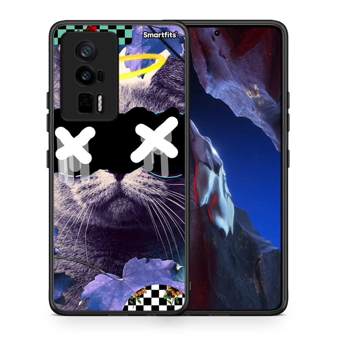 Θήκη Xiaomi Poco F5 Pro / Redmi K60 Pro Cat Collage από τη Smartfits με σχέδιο στο πίσω μέρος και μαύρο περίβλημα | Xiaomi Poco F5 Pro / Redmi K60 Pro Cat Collage Case with Colorful Back and Black Bezels