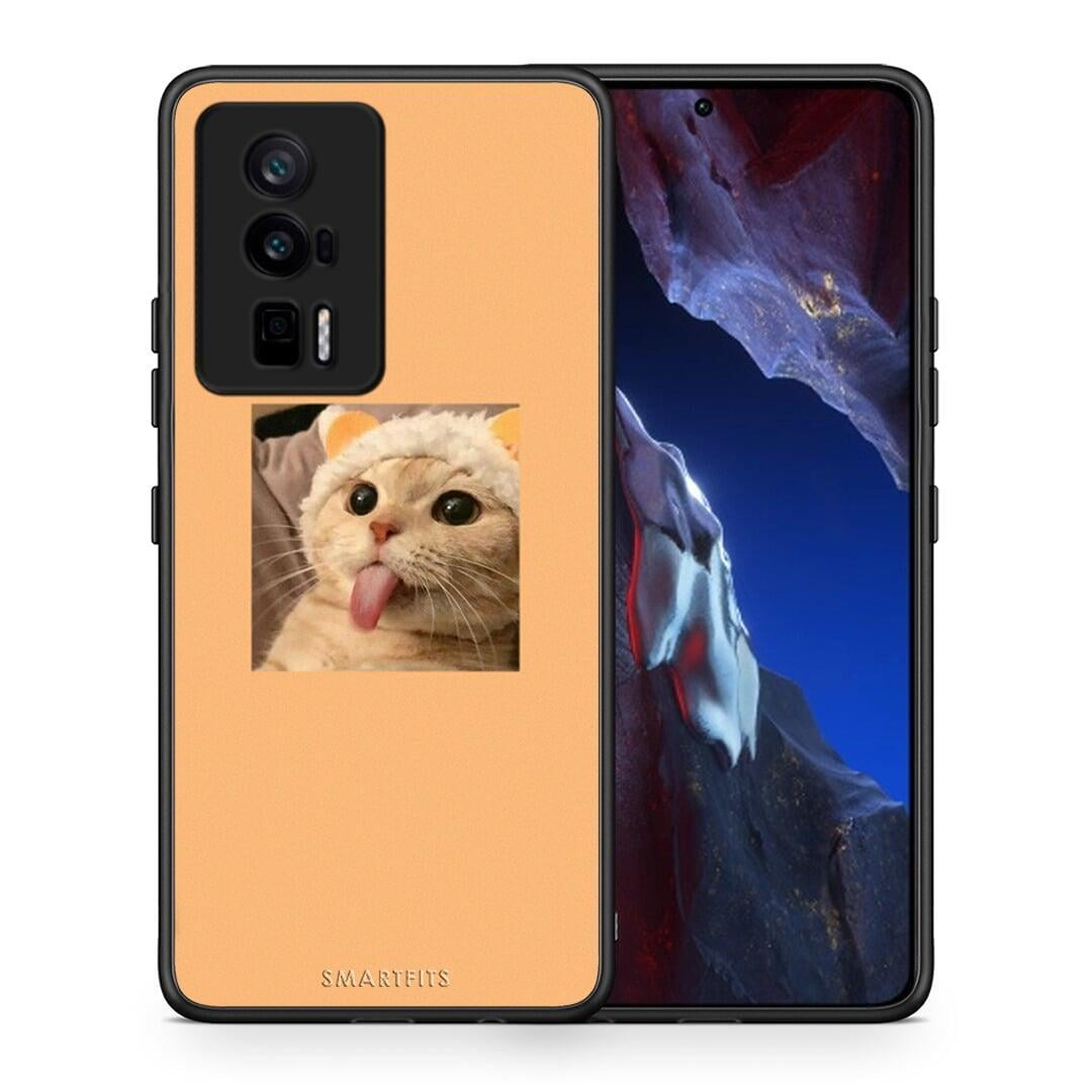 Θήκη Xiaomi Poco F5 Pro / Redmi K60 Pro Cat Tongue από τη Smartfits με σχέδιο στο πίσω μέρος και μαύρο περίβλημα | Xiaomi Poco F5 Pro / Redmi K60 Pro Cat Tongue Case with Colorful Back and Black Bezels