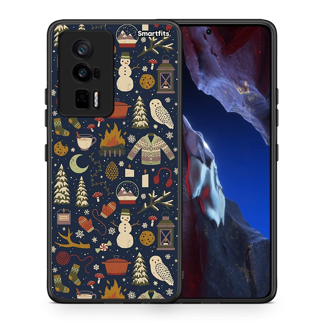 Θήκη Xiaomi Poco F5 Pro / Redmi K60 Pro Christmas Elements από τη Smartfits με σχέδιο στο πίσω μέρος και μαύρο περίβλημα | Xiaomi Poco F5 Pro / Redmi K60 Pro Christmas Elements Case with Colorful Back and Black Bezels